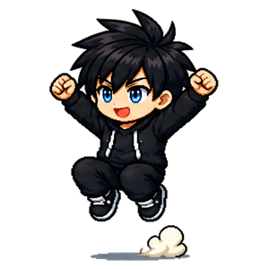 Saut sur place — illustration pixel art