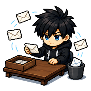 Tri de mails — illustration pixel art
