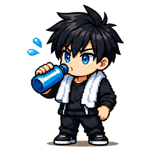 Eau au réveil — illustration pixel art