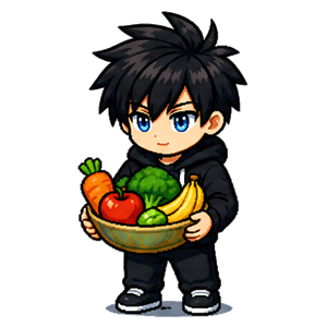 Fruits et légumes — illustration pixel art