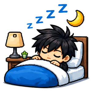 Dormir au minimum 7h — illustration pixel art