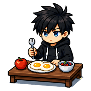 Petit déjeuner sain — illustration pixel art